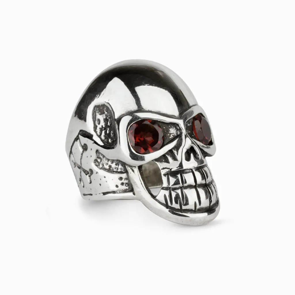 Garnet Skull Ring