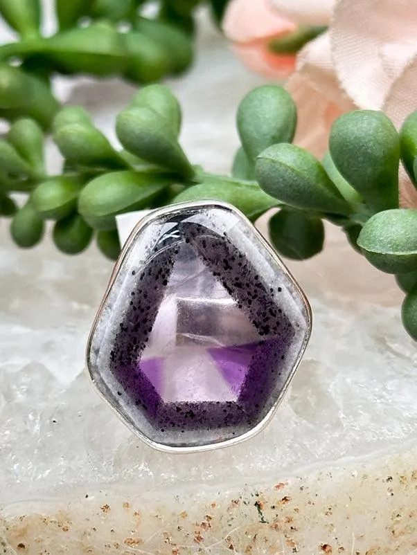 Geometric Amethyst Rings