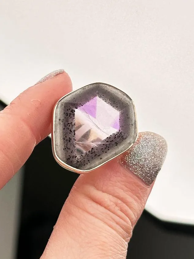 Geometric Amethyst Rings