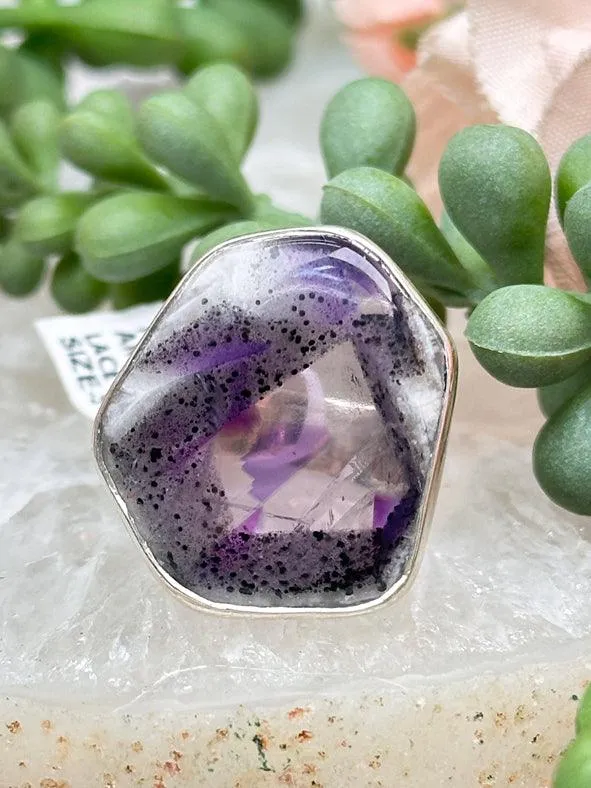 Geometric Amethyst Rings