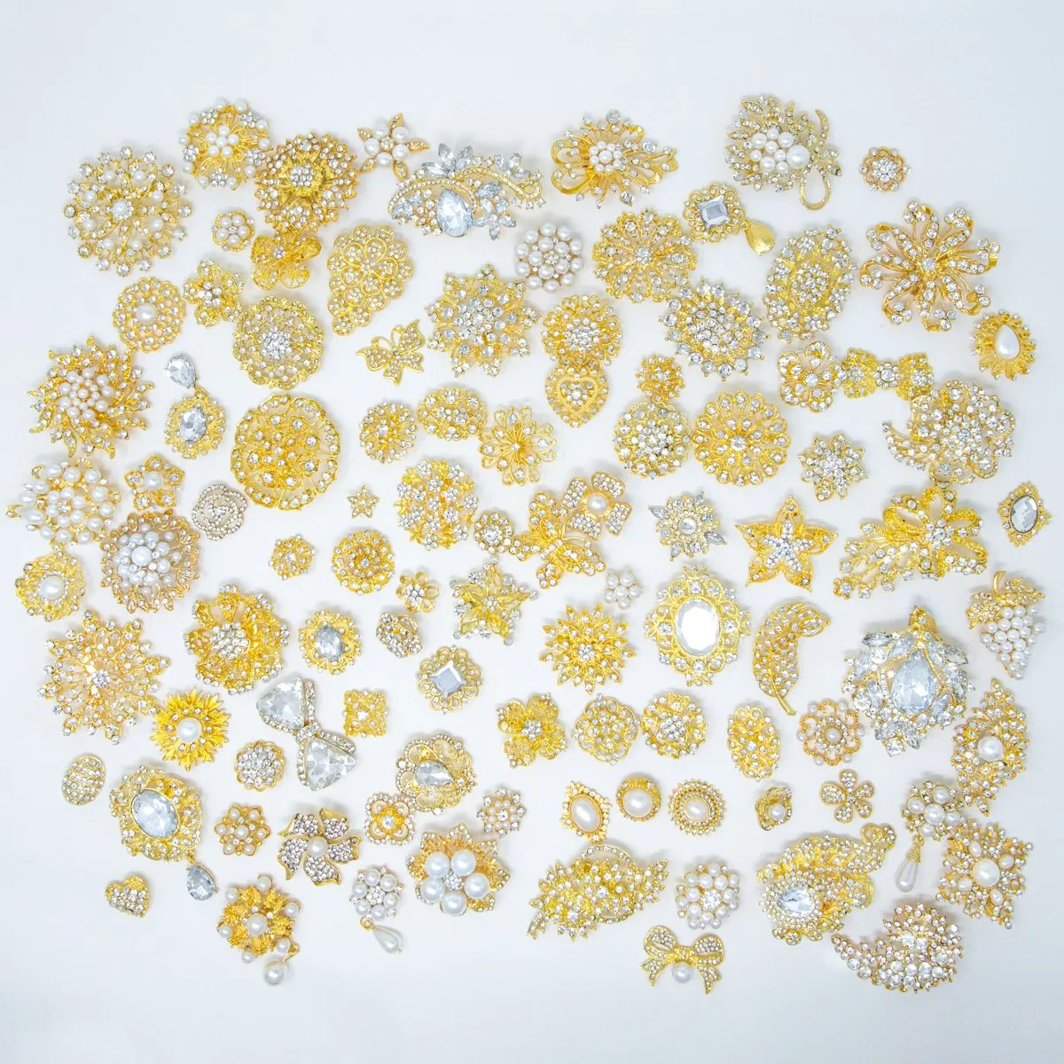 Gold Bulk Rhinestone Embellishments for Crafts | Gold with Clear Rhinestones