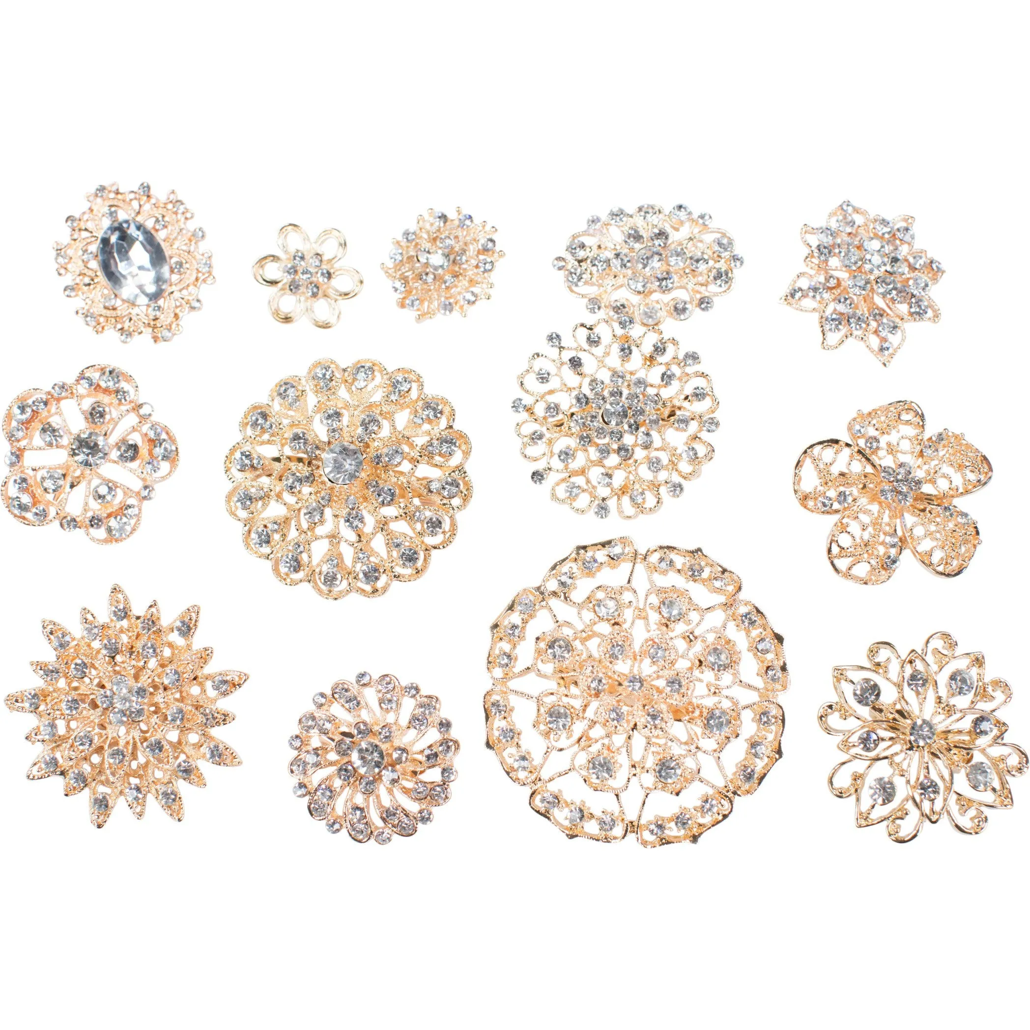 Gold Bulk Rhinestone Embellishments for Crafts | Gold with Clear Rhinestones