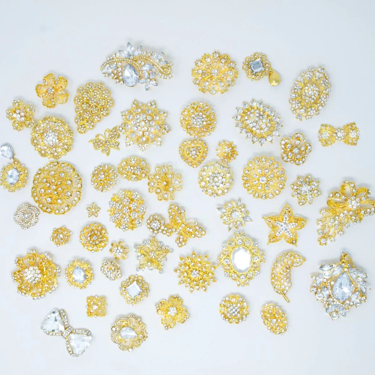 Gold Bulk Rhinestone Embellishments for Crafts | Gold with Clear Rhinestones