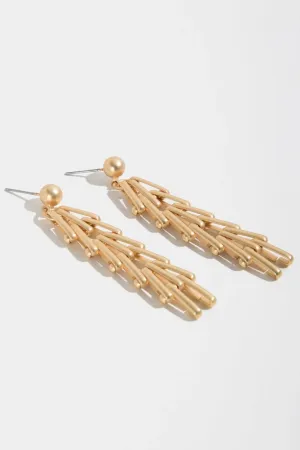 Gold Chain Cluster Dangle Earrings