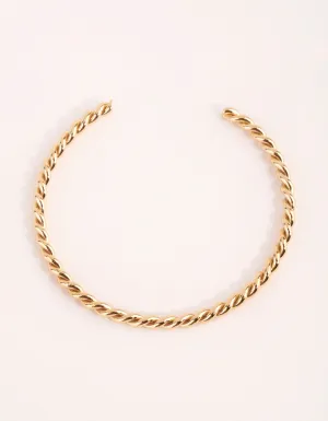 Gold Plated Thin Twisted Cuff Bracelet