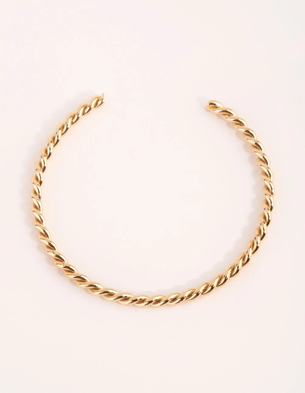 Gold Plated Thin Twisted Cuff Bracelet