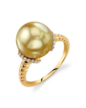 Golden South Sea Pearl & Diamond Emerge Ring