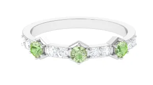 Green Sapphire and Diamond Half Eternity Ring