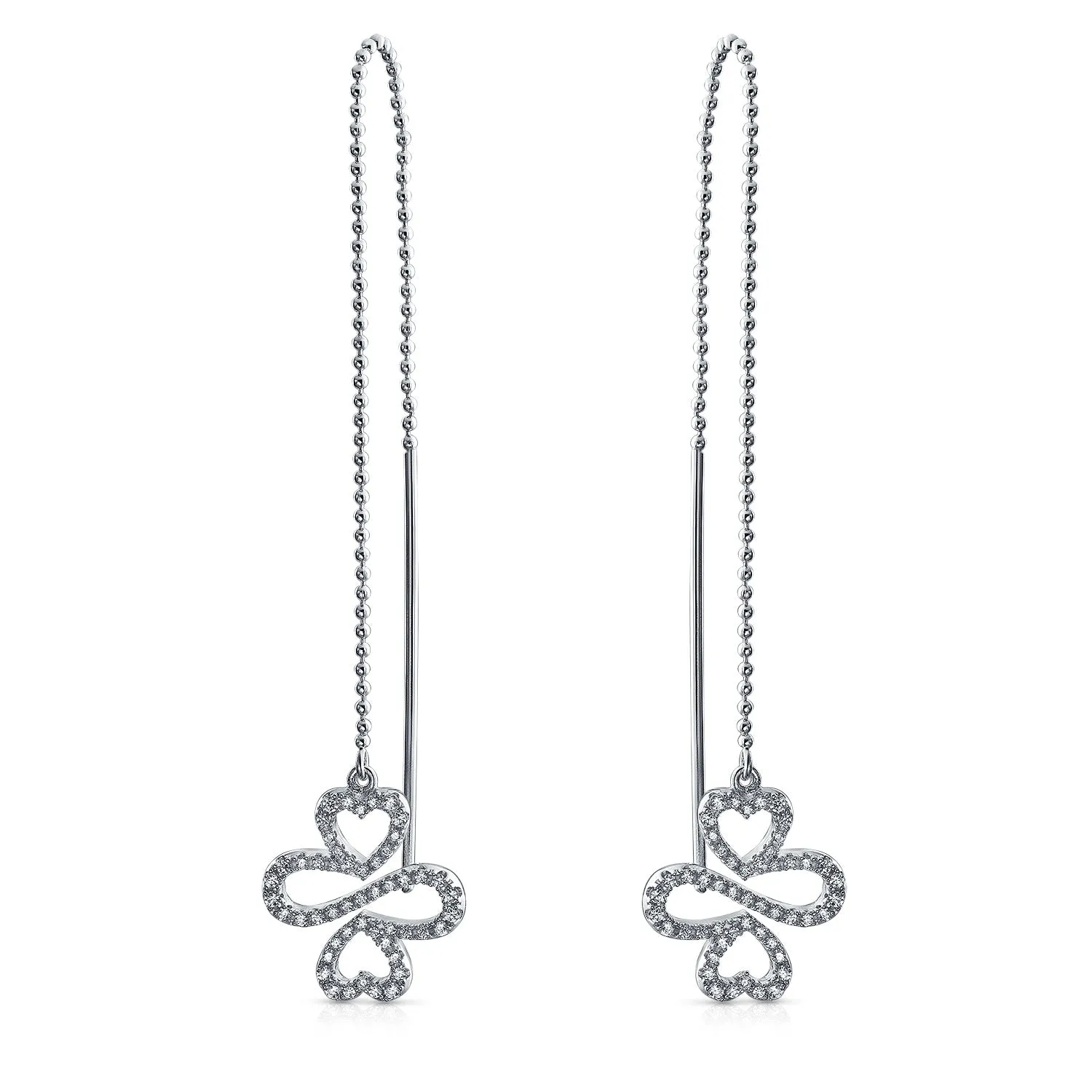 Heart Flower Star Chain Threader Earrings .925 Sterling Silver U Stabilizer Hook