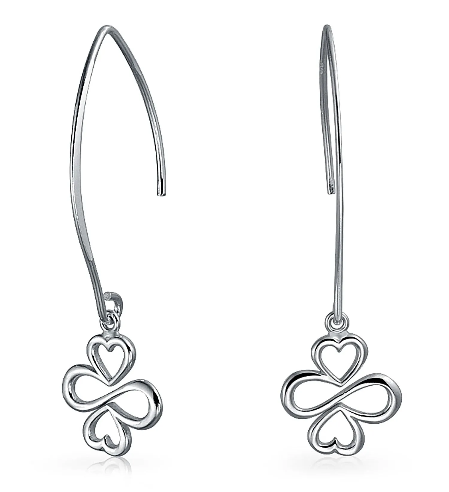 Heart Flower Star Chain Threader Earrings .925 Sterling Silver U Stabilizer Hook