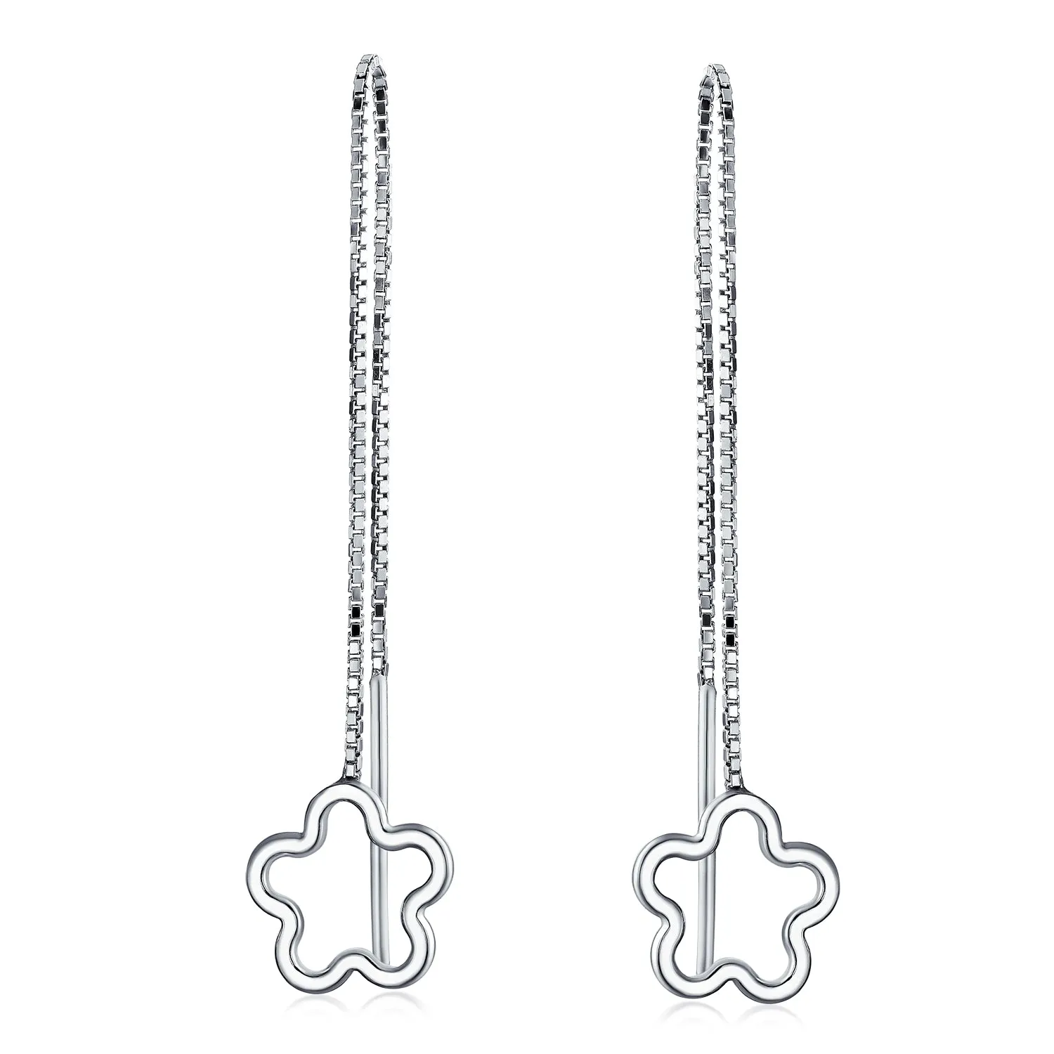 Heart Flower Star Chain Threader Earrings .925 Sterling Silver U Stabilizer Hook