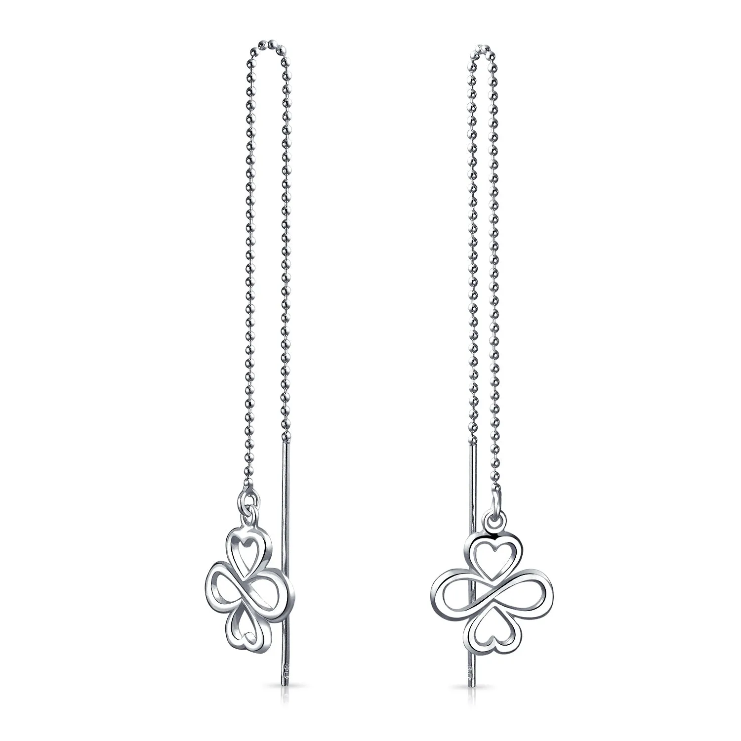 Heart Flower Star Chain Threader Earrings .925 Sterling Silver U Stabilizer Hook