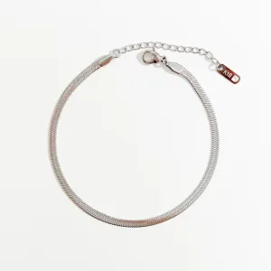 Herringbone Anklet in Silver