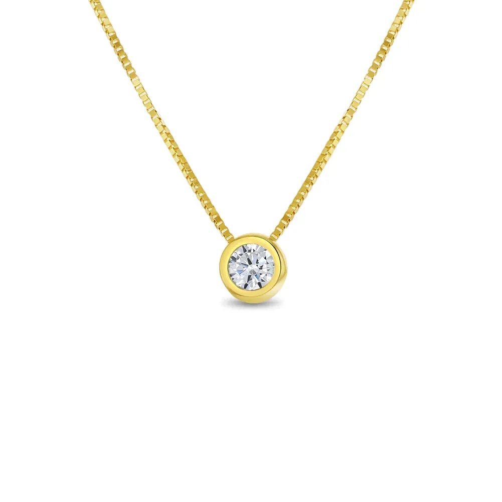 Hidden Halo Bezel CZ Necklace