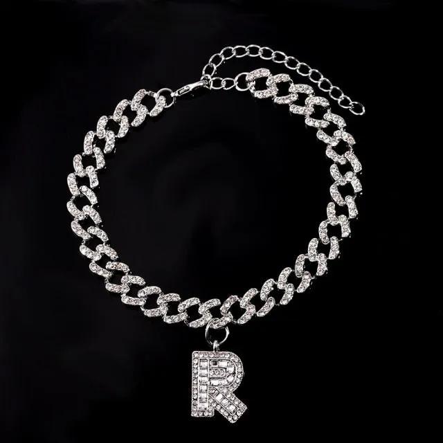 Initial Letters Pendants Cuban Link Chain Letter Anklet For Women