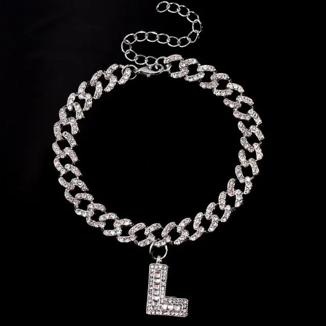 Initial Letters Pendants Cuban Link Chain Letter Anklet For Women