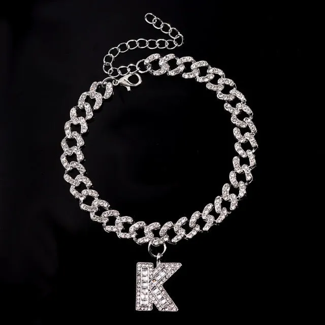 Initial Letters Pendants Cuban Link Chain Letter Anklet For Women