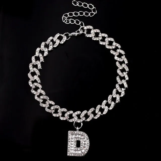 Initial Letters Pendants Cuban Link Chain Letter Anklet For Women