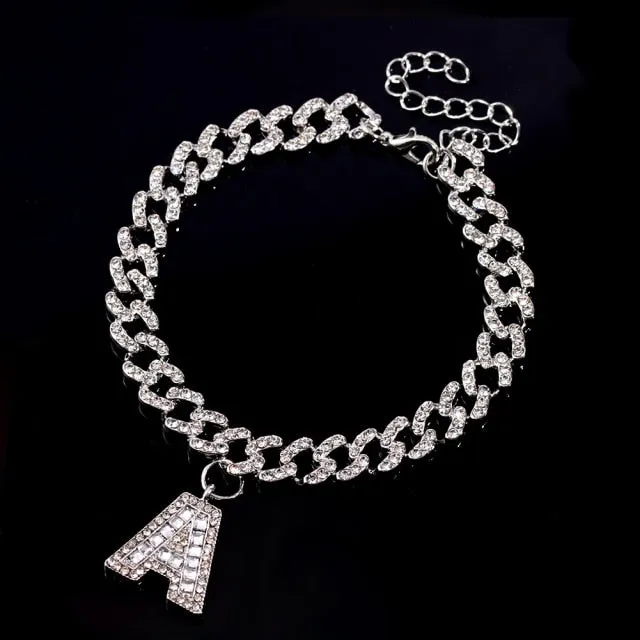 Initial Letters Pendants Cuban Link Chain Letter Anklet For Women