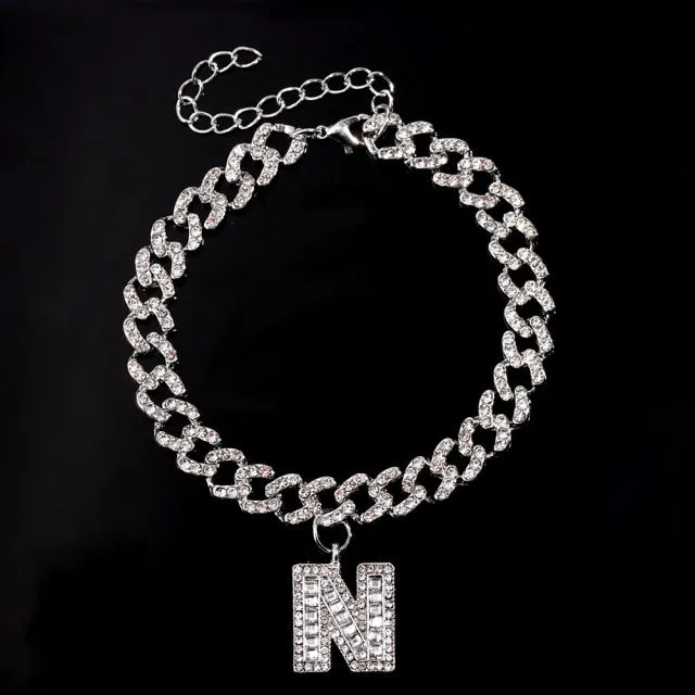 Initial Letters Pendants Cuban Link Chain Letter Anklet For Women