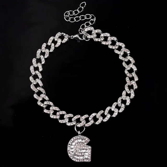 Initial Letters Pendants Cuban Link Chain Letter Anklet For Women