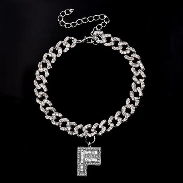 Initial Letters Pendants Cuban Link Chain Letter Anklet For Women