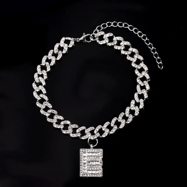 Initial Letters Pendants Cuban Link Chain Letter Anklet For Women