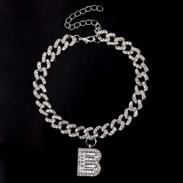 Initial Letters Pendants Cuban Link Chain Letter Anklet For Women