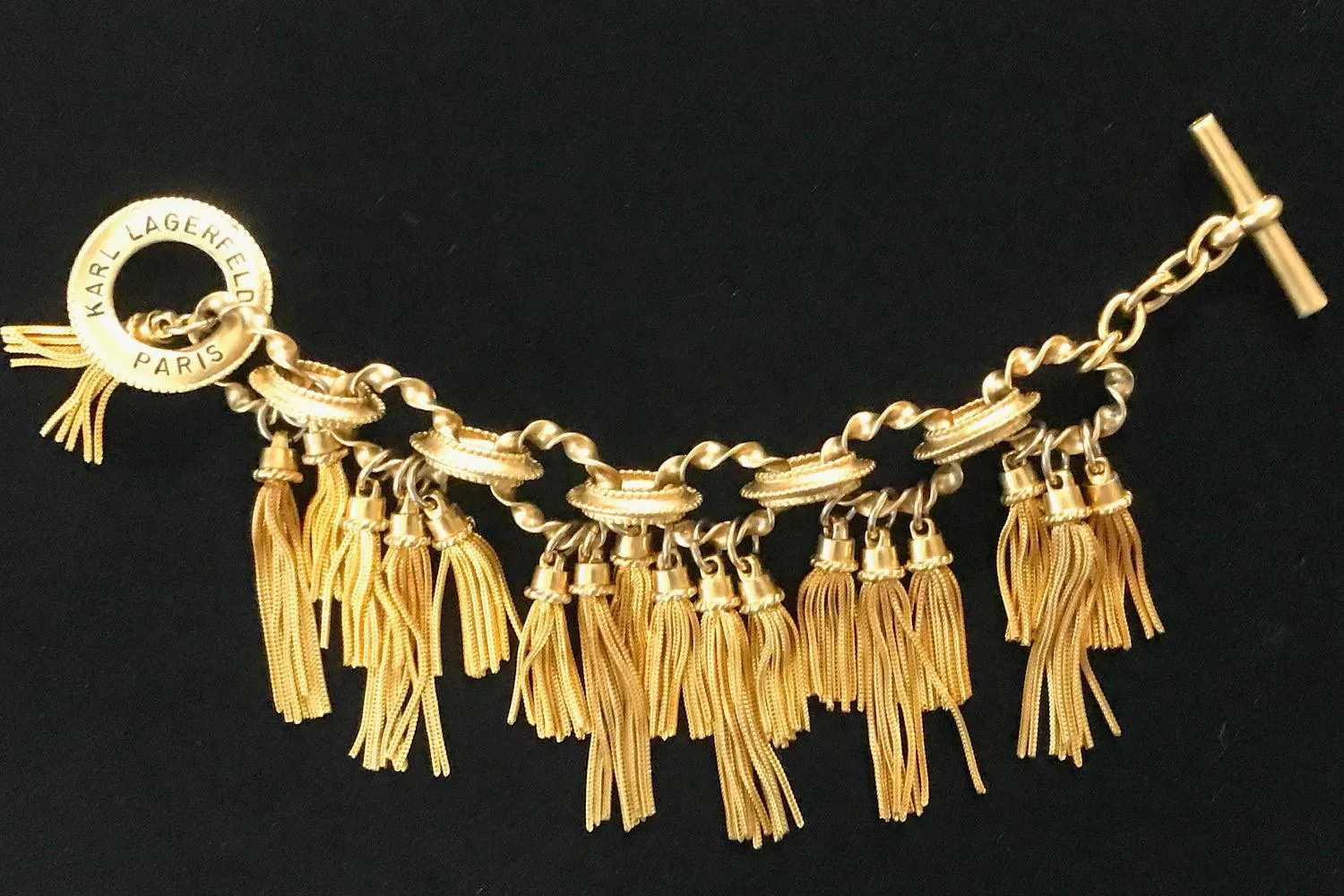 Karl Lagerfeld Paris Vintage Goldtone Tassel Bracelet- Anklet