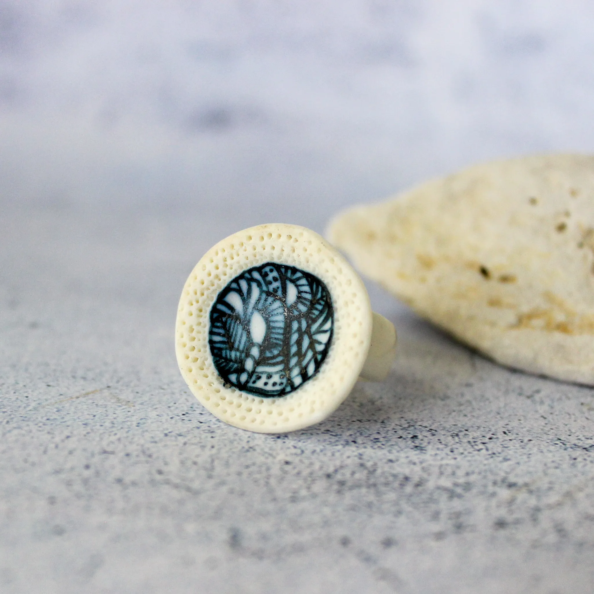 Large Porcelain Rings : Indigo Detail