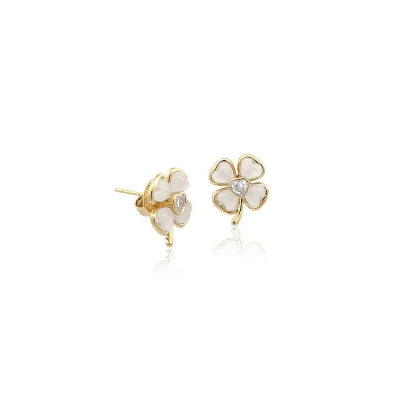 Leaf Clover Simulated Moonstone Earrings