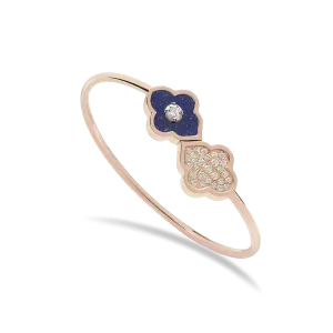 LUCE COLOUR - BRACELET FLEX TOI ET MOI ROSE GOLD PAVE LAPIS LAZULI & 1 DIAMOND