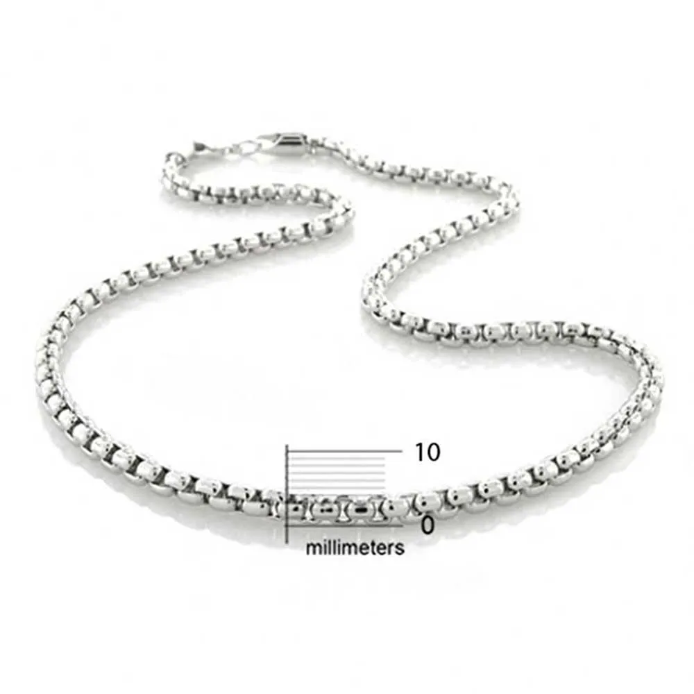 Men's 5MM Thick Sterling Silver Box Chain Necklace Italian Made 16-30 Inch