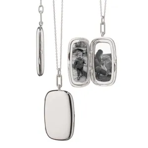 Monica Rich Kosann Finn Slim Locket Necklace in Sterling Silver