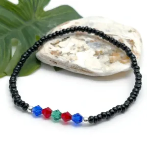 Multi-Colour Black Bicone Seed Bead Anklet