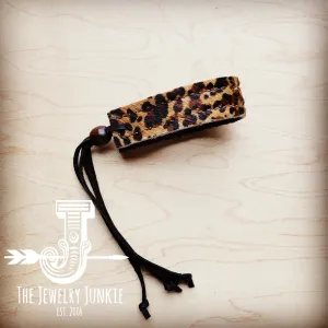 **Narrow Leather Cuff w/ Adjustable Tie Hair Hide Leopard 014p