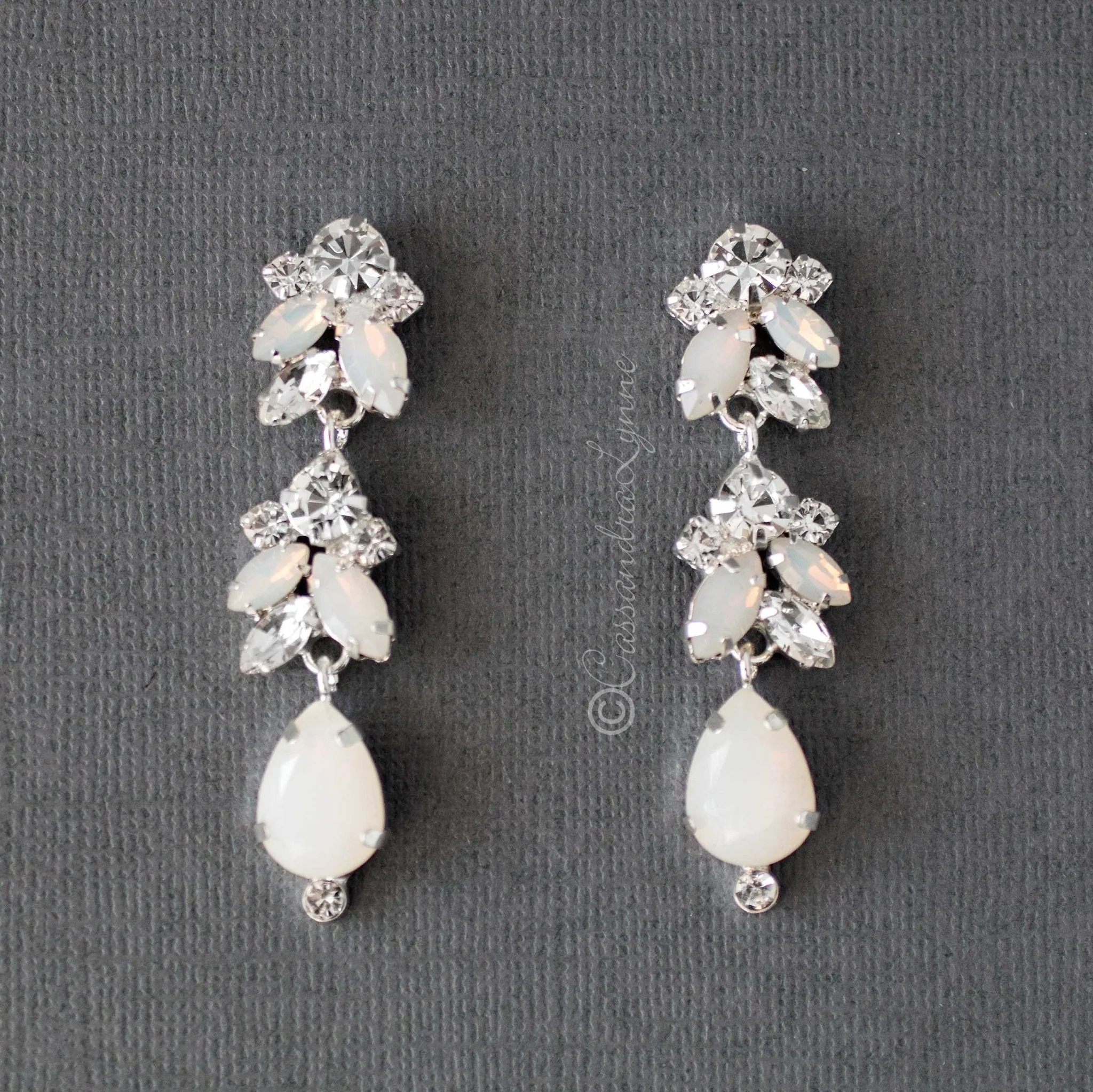 Opal Crystal Wedding Earrings