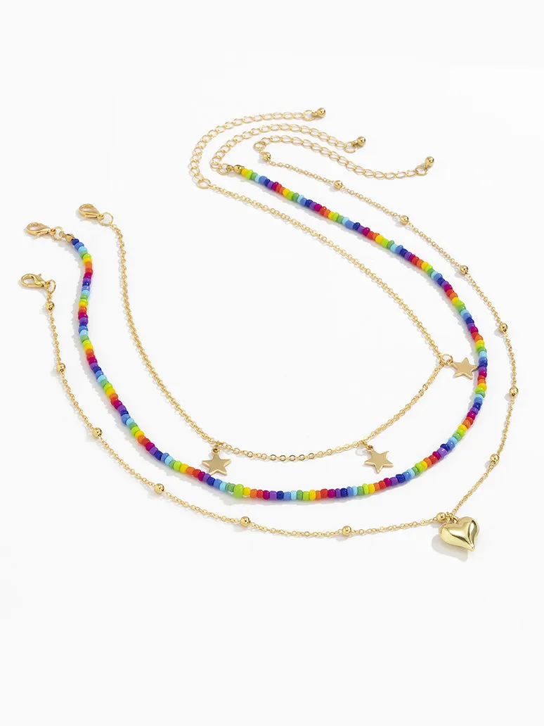 Original Contrast Color Beads Geometric Necklace