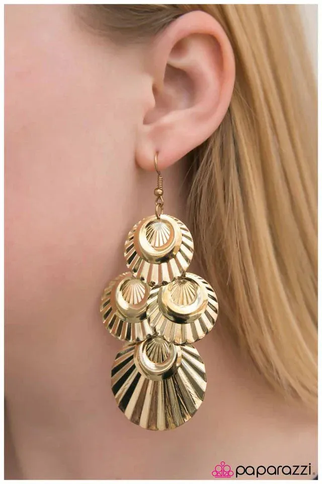 Paparazzi Earring ~ Ask and You SHELL Receive - Gold