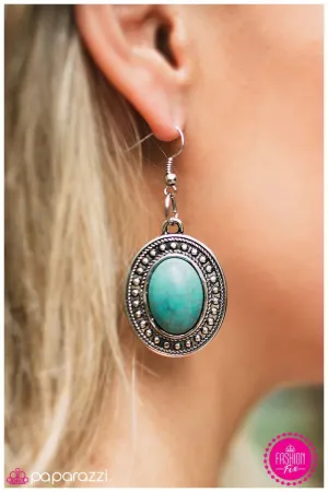 Paparazzi Earring ~ Saddle Up - Blue