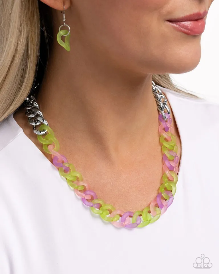 Paparazzi Necklace ~ Rainbow Ragtime - Green