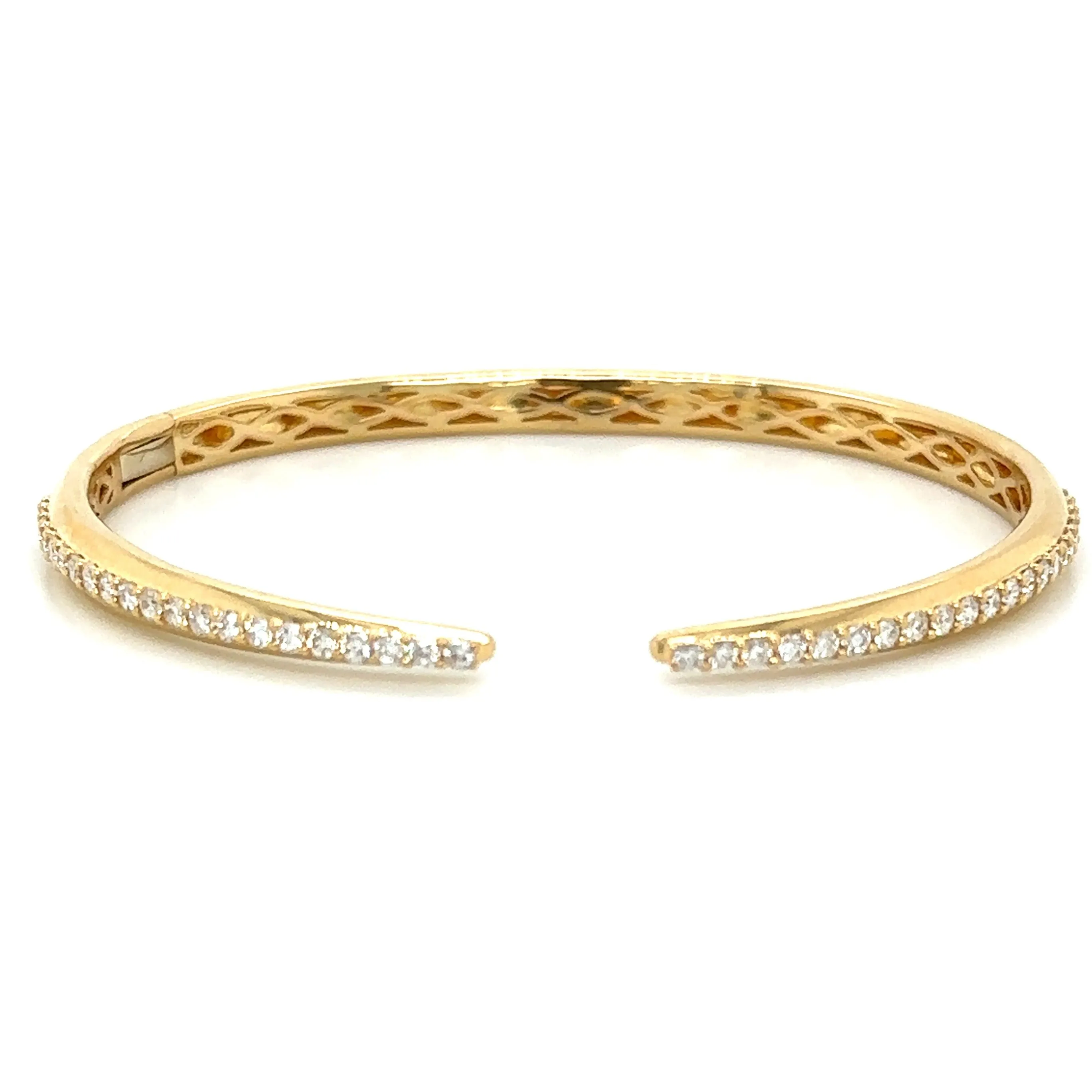 Pave- Set Hinged Diamond Open Wrap Claw Cuff Bangle Bracelet