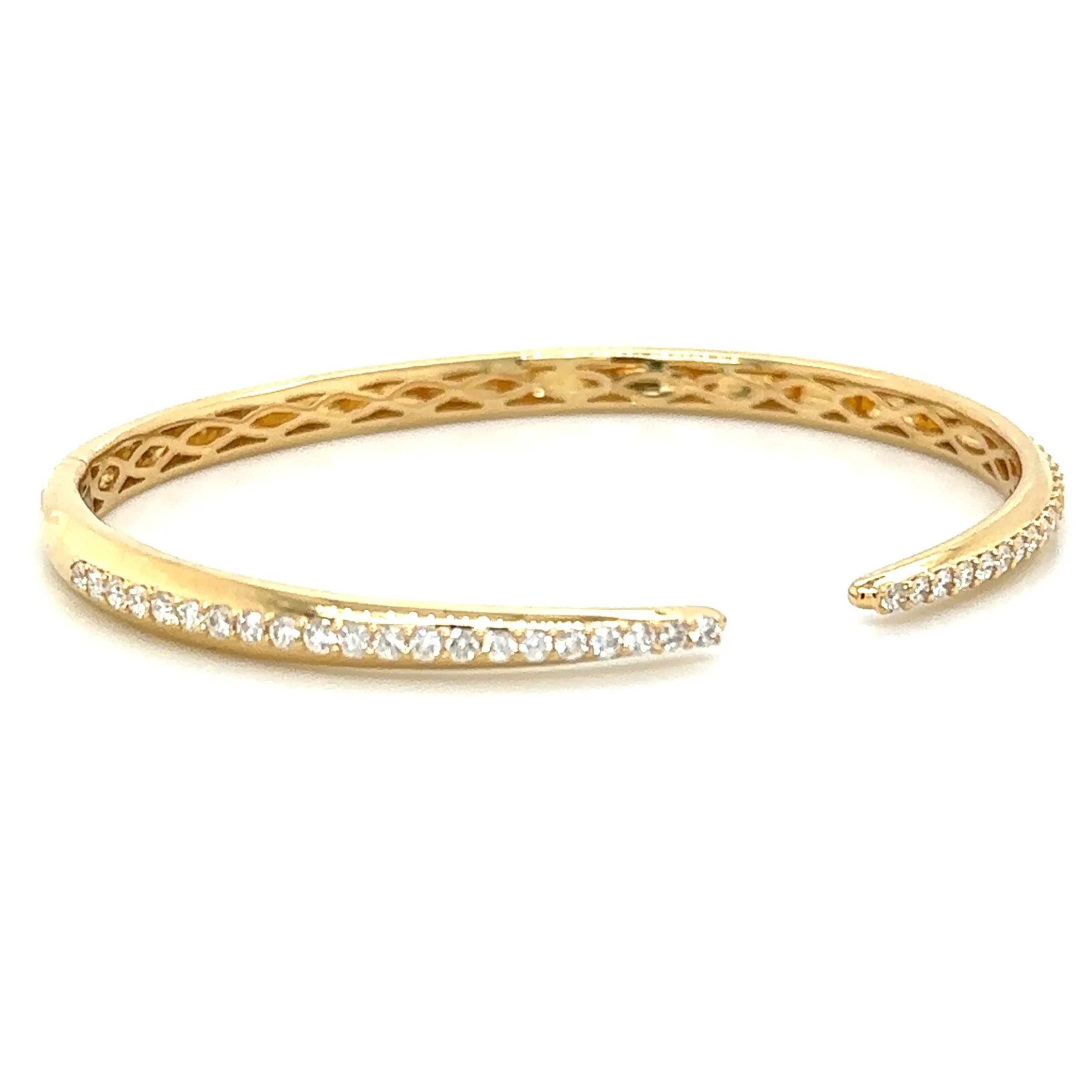 Pave- Set Hinged Diamond Open Wrap Claw Cuff Bangle Bracelet