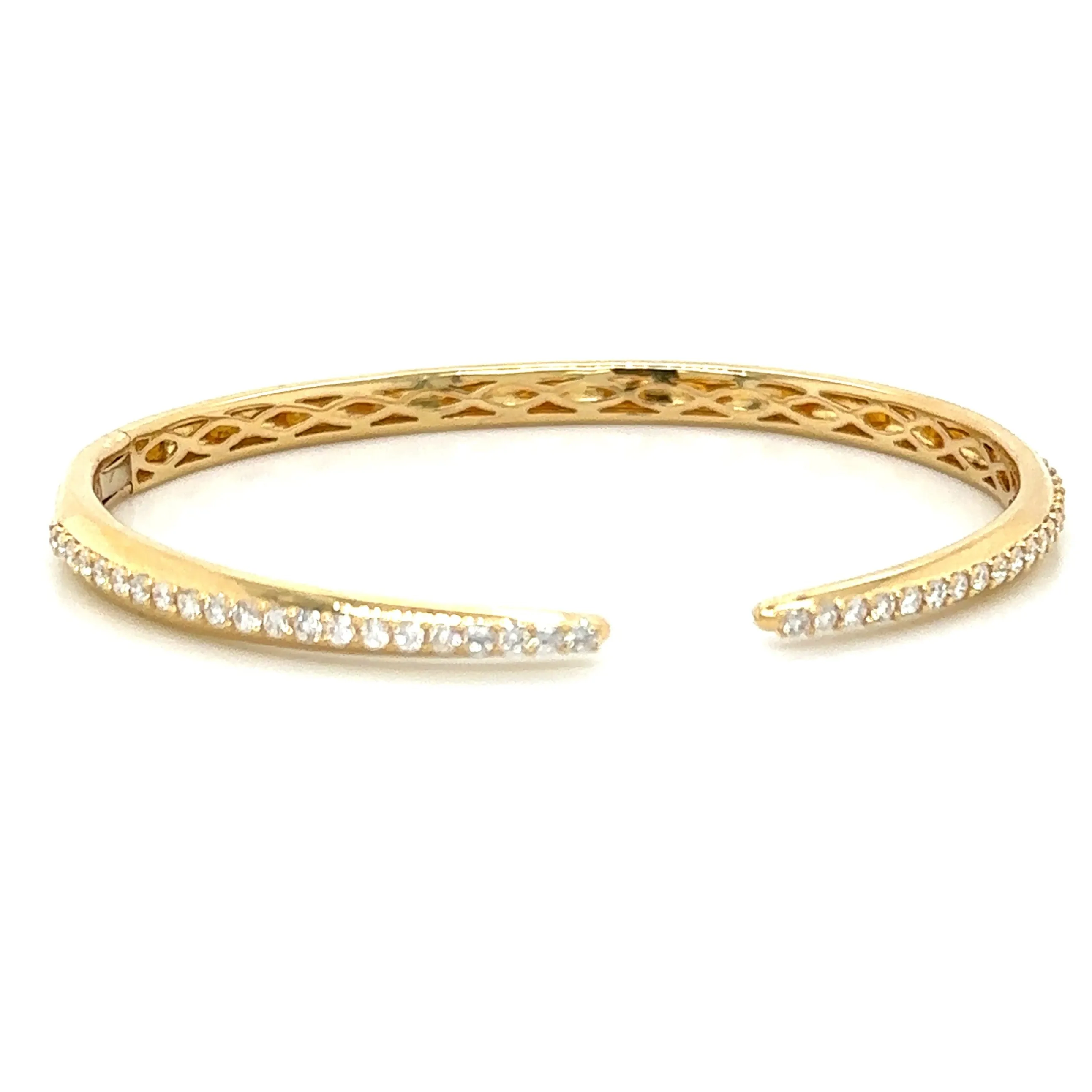 Pave- Set Hinged Diamond Open Wrap Claw Cuff Bangle Bracelet