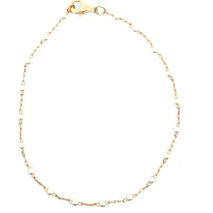 Pearl Paperclip Link Chain Anklet (H121/E250/I481)