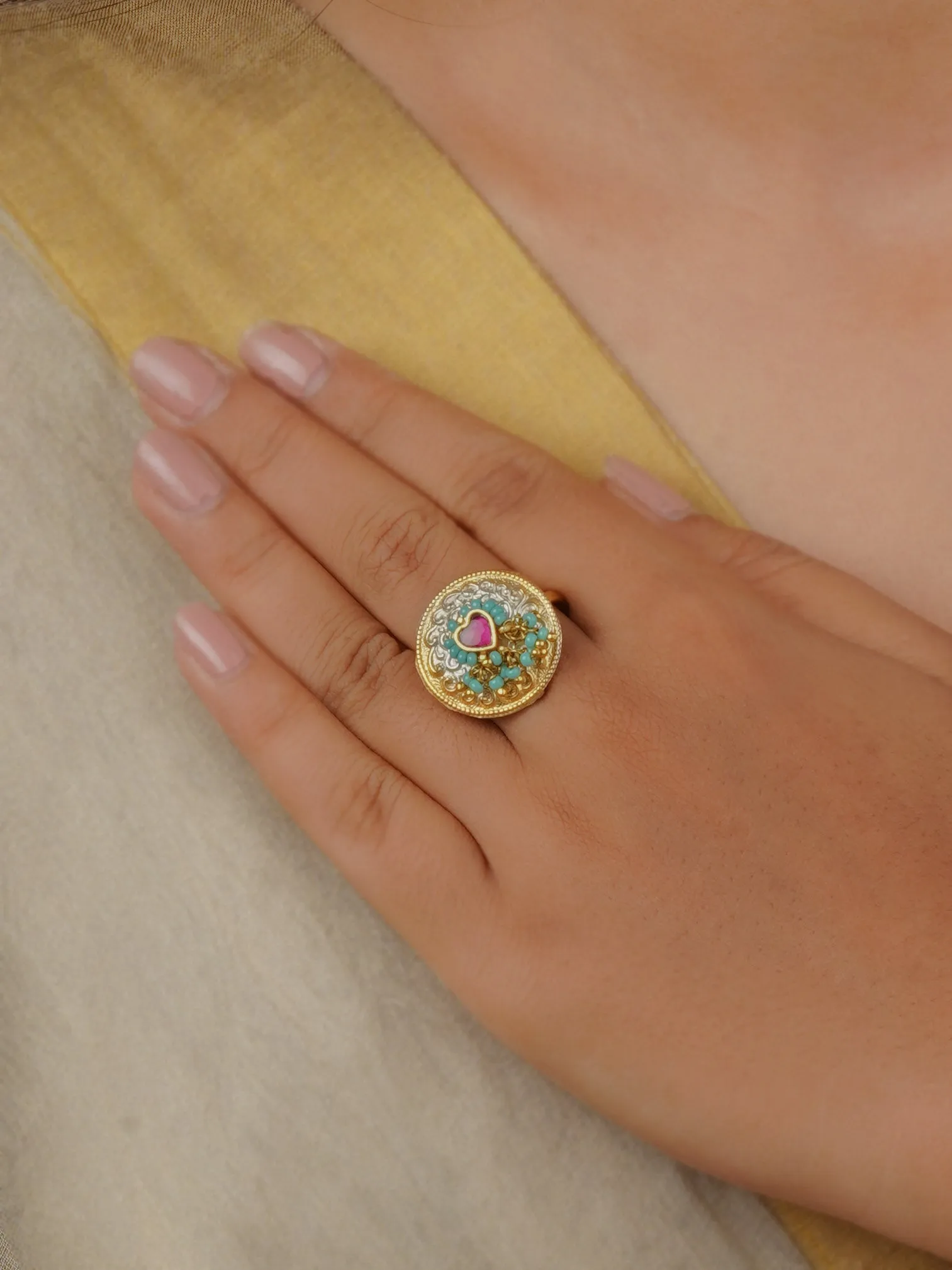 Pink Color Mishr Ring - MR-RNG36P