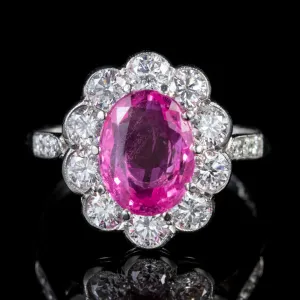 Pink Sapphire Diamond Ring Platinum 3.50Ct Sapphire 1.70Ct Diamond