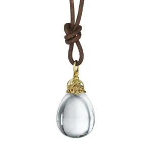 Rock Crystal Mogul Drop Necklace on Leather