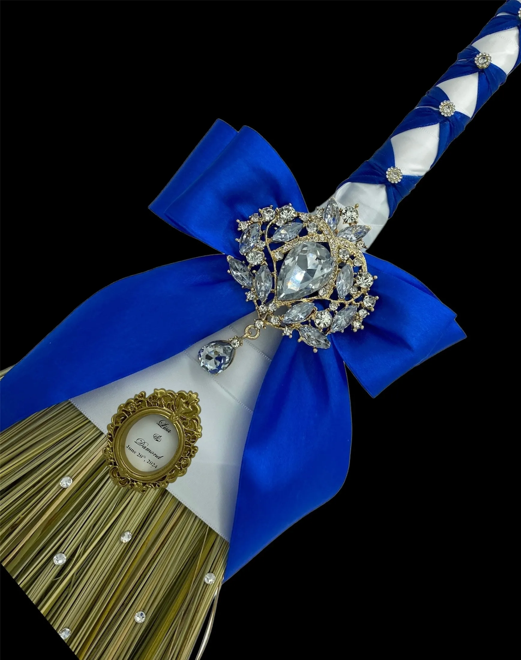 Royal Blue Bouquet l Satin Roses Brooch Bouquet BOU-907