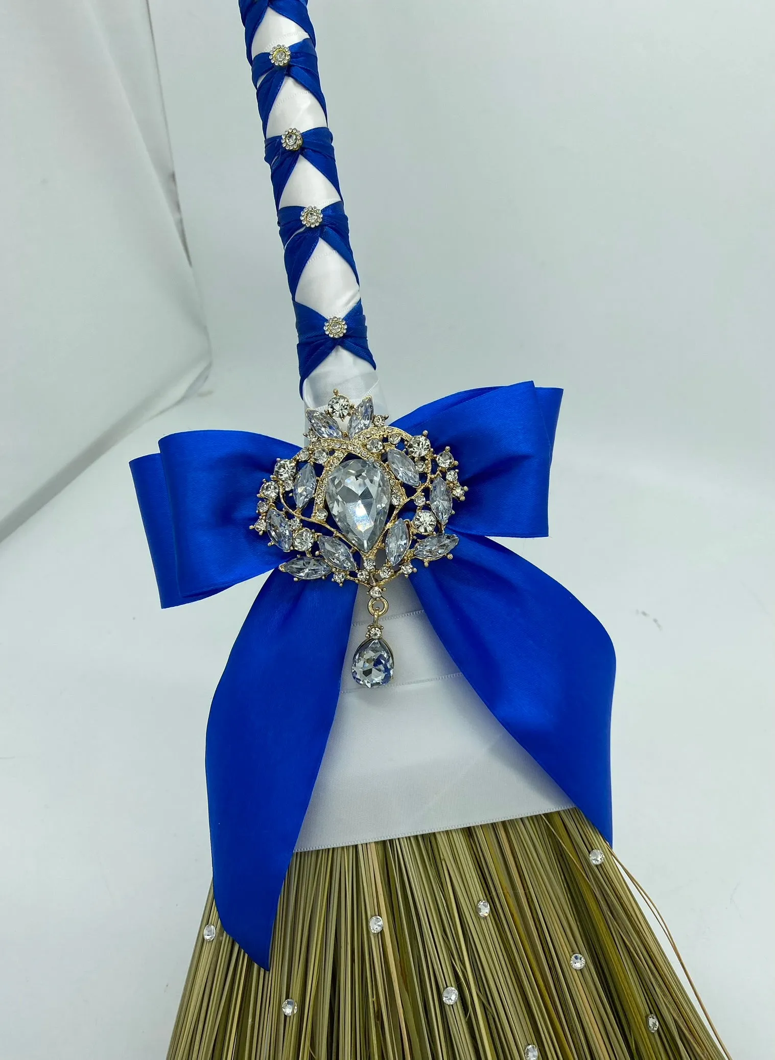 Royal Blue Bouquet l Satin Roses Brooch Bouquet BOU-907